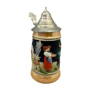 German Ceramic Mini Beer Stein w/ Lid - DBGM 49
